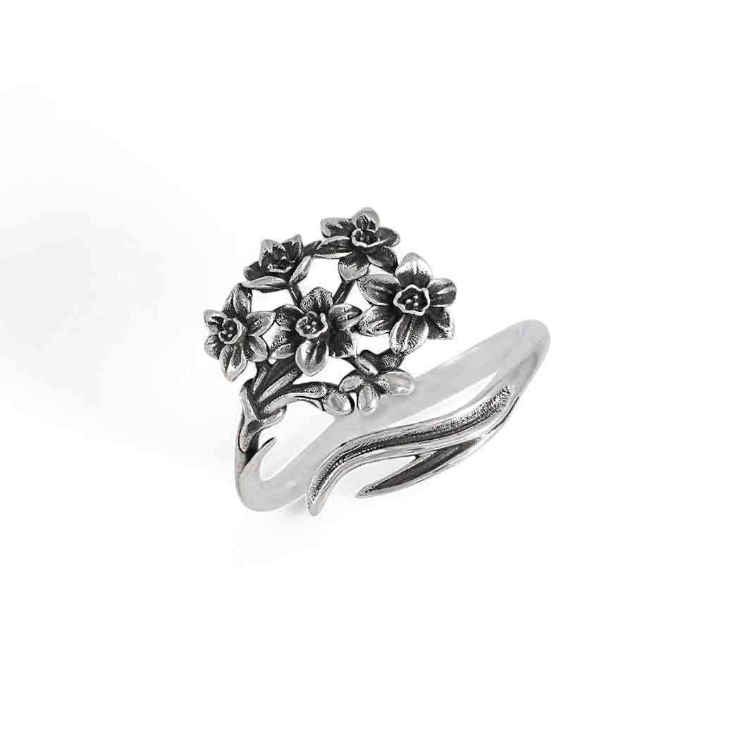 Anelli con Fiori di Nascita Regolabili: Luxe Silver Plate / Maggio - Mughetto
