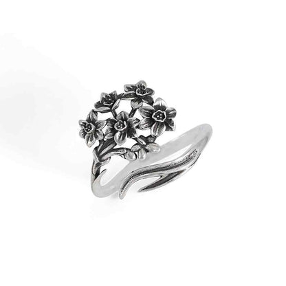 Anelli con Fiori di Nascita Regolabili: Luxe Silver Plate / Maggio - Mughetto