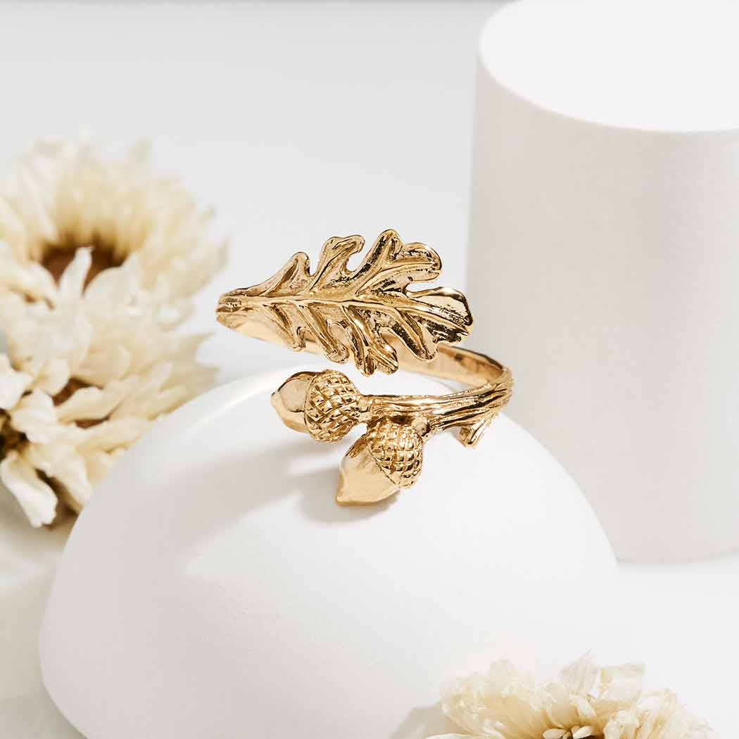 Anello argento bronzo | quercia e ghianda | Regolabile | FairTrade