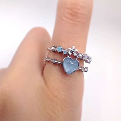 Anello Secret Garden | Zirconi | Cuore azzurro