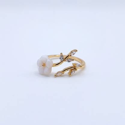 Anello Secret Garden | Foglie Zirconi | Fiore | Placcato oro