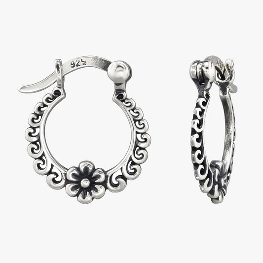 Florinelle | Orecchini Fiori | Argento Sterling 925 | Ossidato + E-coat
