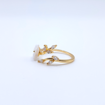 Anello Secret Garden | Foglie Zirconi | Fiore | Placcato oro