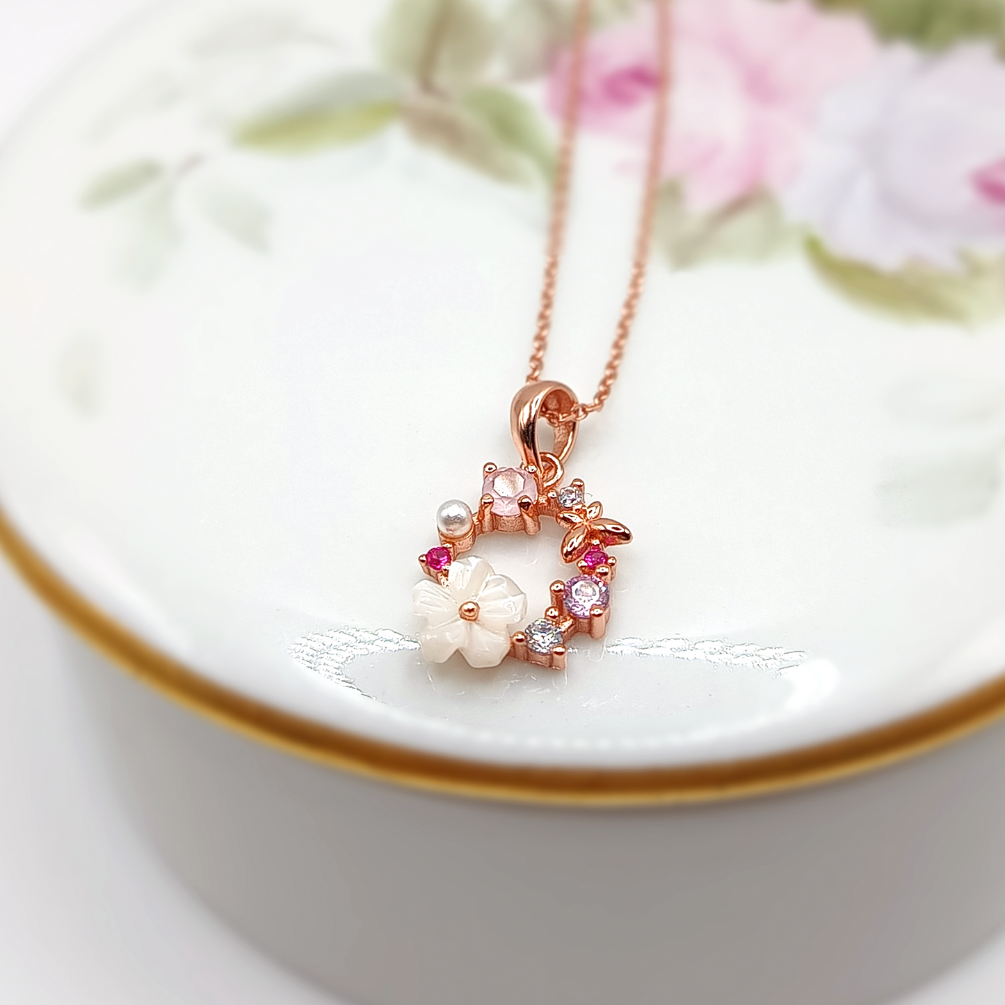 Flower Necklace | Zirconia | Sterling Silver