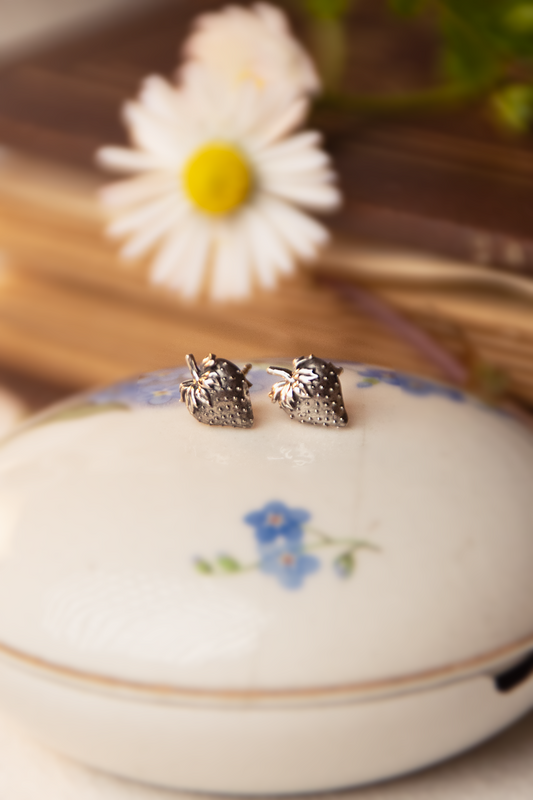 Strawberry Earrings | Recycled Sterling Silver