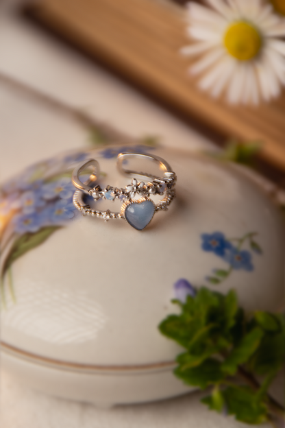Anello Secret Garden | Zirconi | Cuore azzurro