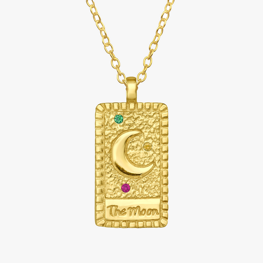 Arcanys Luna | Collana Tarocchi | Arcano Luna | Argento 925 | Placcatura oro + E-coat | Zirconi