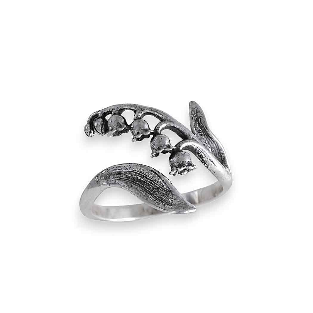 Anelli con Fiori di Nascita Regolabili: Luxe Silver Plate / Maggio - Mughetto