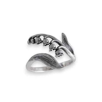 Anelli con Fiori di Nascita Regolabili: Luxe Silver Plate / Maggio - Mughetto