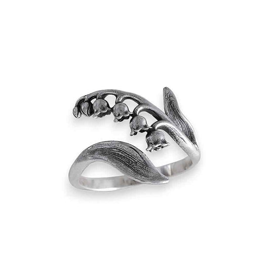 Anelli con Fiori di Nascita Regolabili: Luxe Silver Plate / Maggio - Mughetto