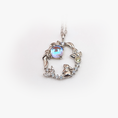 Moon Bunny Necklace | Zirconia | Sterling Silver | Moonstone