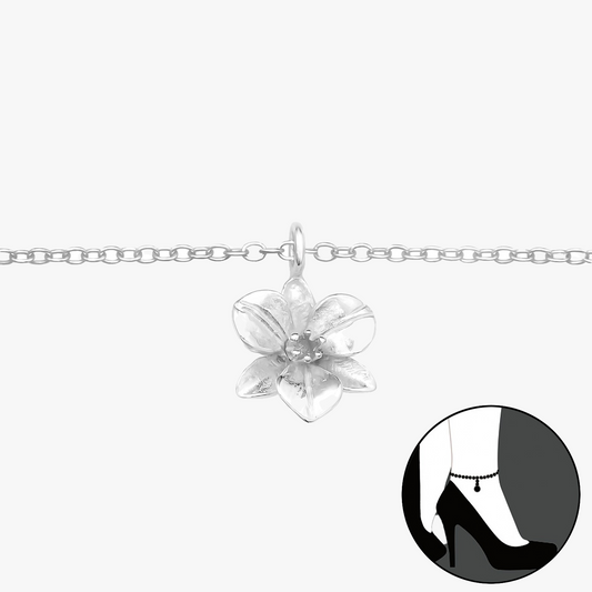 Eliselle | Cavigliera fiore | Argento 925 | Riverstimento E-Coat