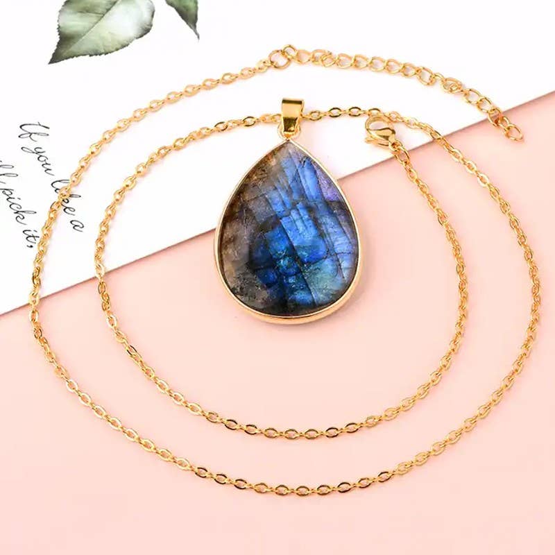 Collana Labradorite | Goccia 36 x 26 mm