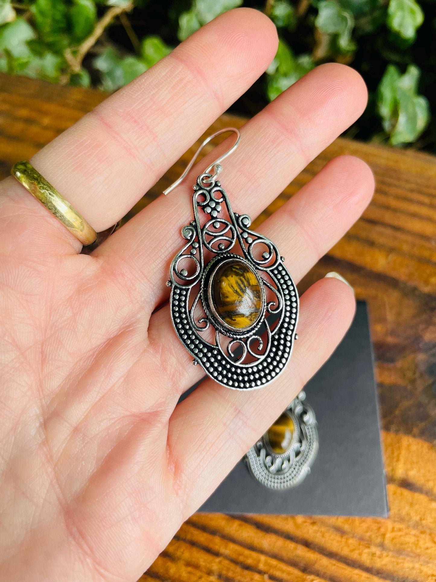 Orecchini pendenti | placcato argento | Occhio di tigre | Fatto a mano