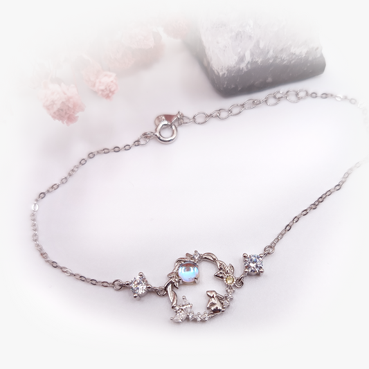 Moon Bunny Bracelet | Zirconia | Sterling Silver | Moonstone