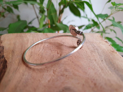 Bracciale placcato argento | pietra di luna blu | Ottone | Regolabile | Fatto a mano