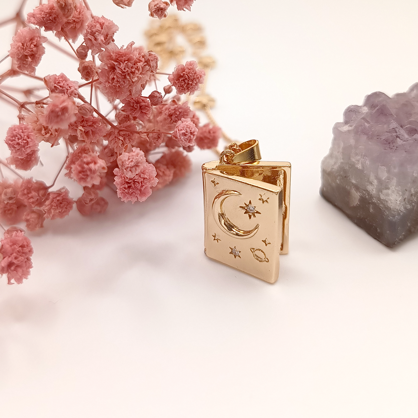Collana Locket | Moon | Placcato oro 18K | San Valentino | Regalo
