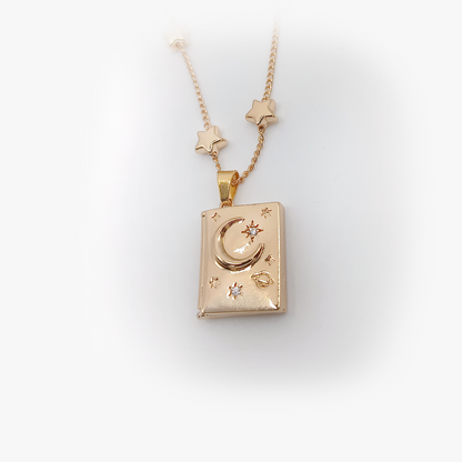 Collana Locket | Moon | Placcato oro 18K | San Valentino | Regalo
