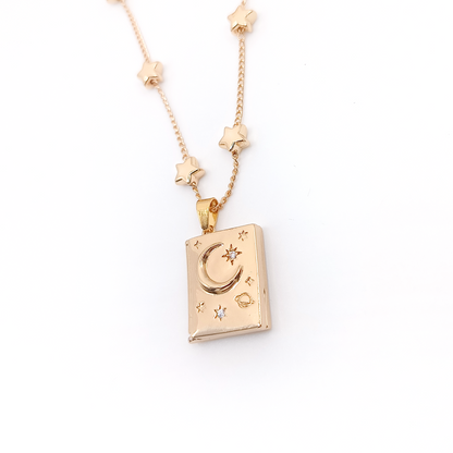 Collana Locket | Moon | Placcato oro 18K | San Valentino | Regalo