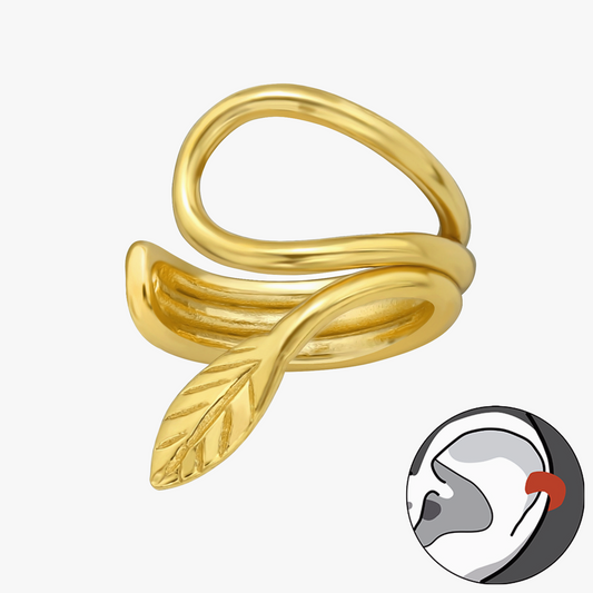 Faelya | Ear Cuff Foglia | Argento 925 | Placcato oro + E-coat