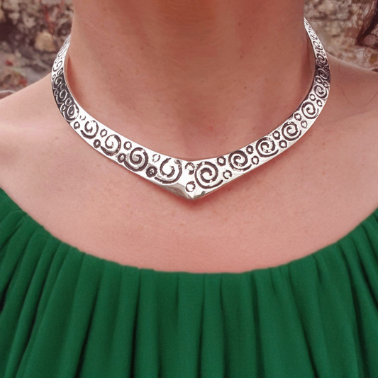 Collana Girocollo | Argento | spirali | Fatto a mano