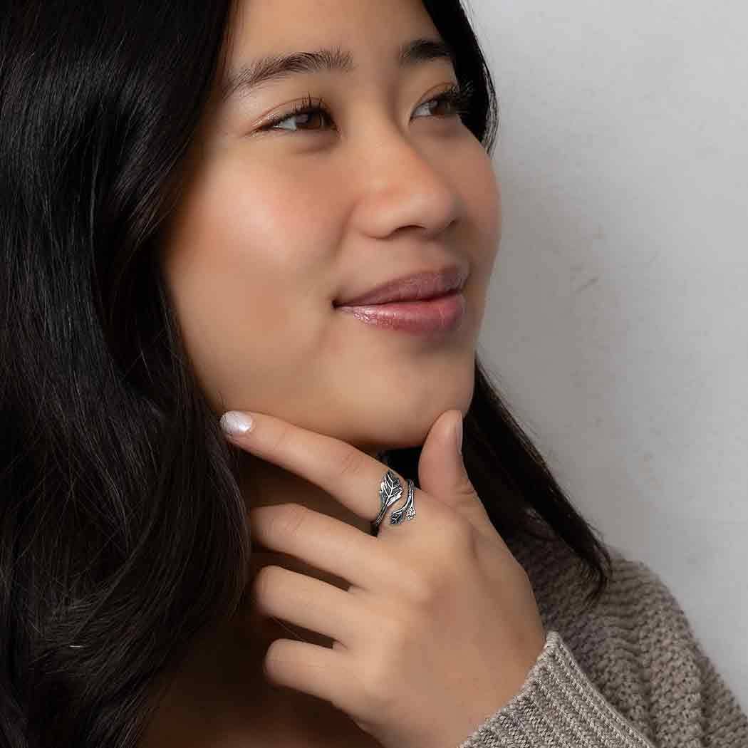 Anello Foglie | regolabile | argento sterling | FairTrade