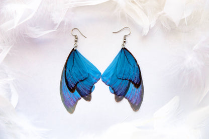 Orecchini a forma di ali di fata blu zaffiro, pronti da regalare