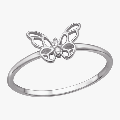 Pixie | Anello Farfalla | Zircone | Argento 925 | Placcato Platino
