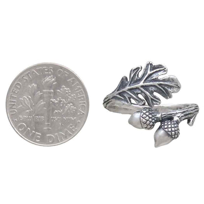 Anello argento sterling riciclato | quercia e ghianda | Regolabile | FairTrade