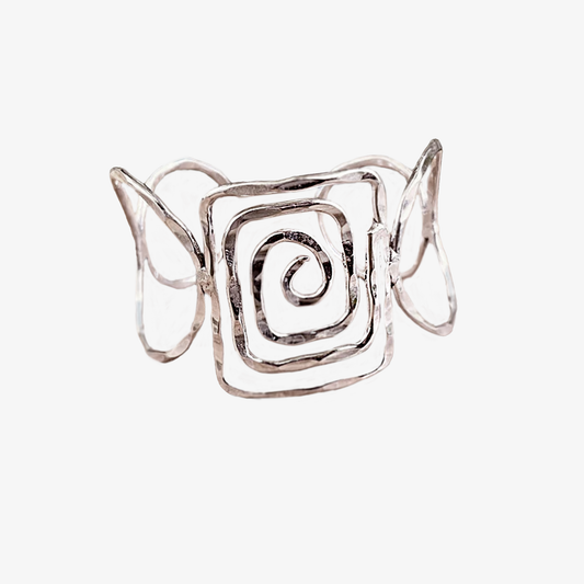 Bracciale spirale in argento martellato | regolabile | Fatto a mano