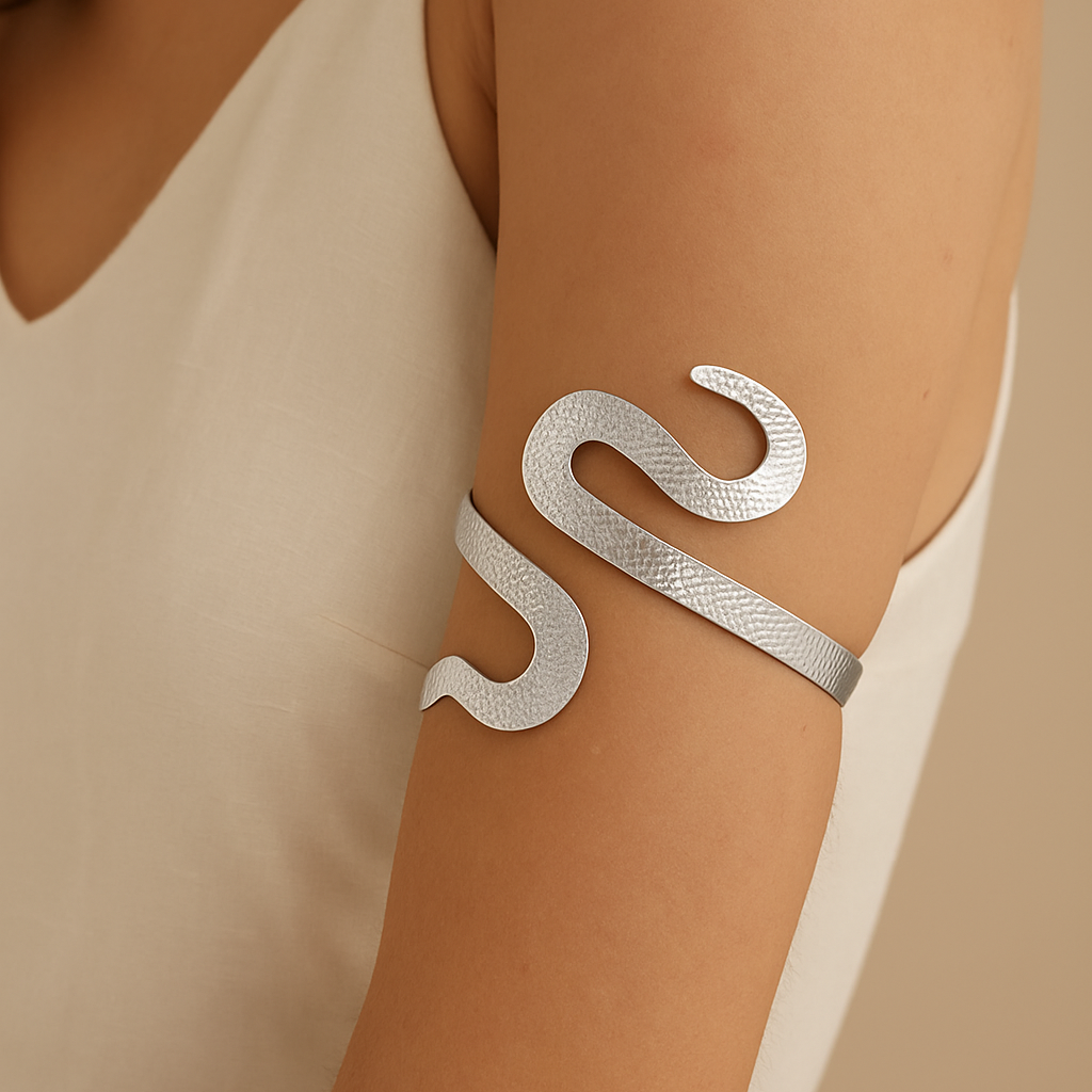 Bracciale da braccio | regolabile | serpente | placcato argento