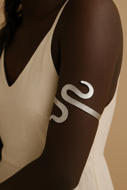 Bracciale da braccio | regolabile | serpente | placcato argento