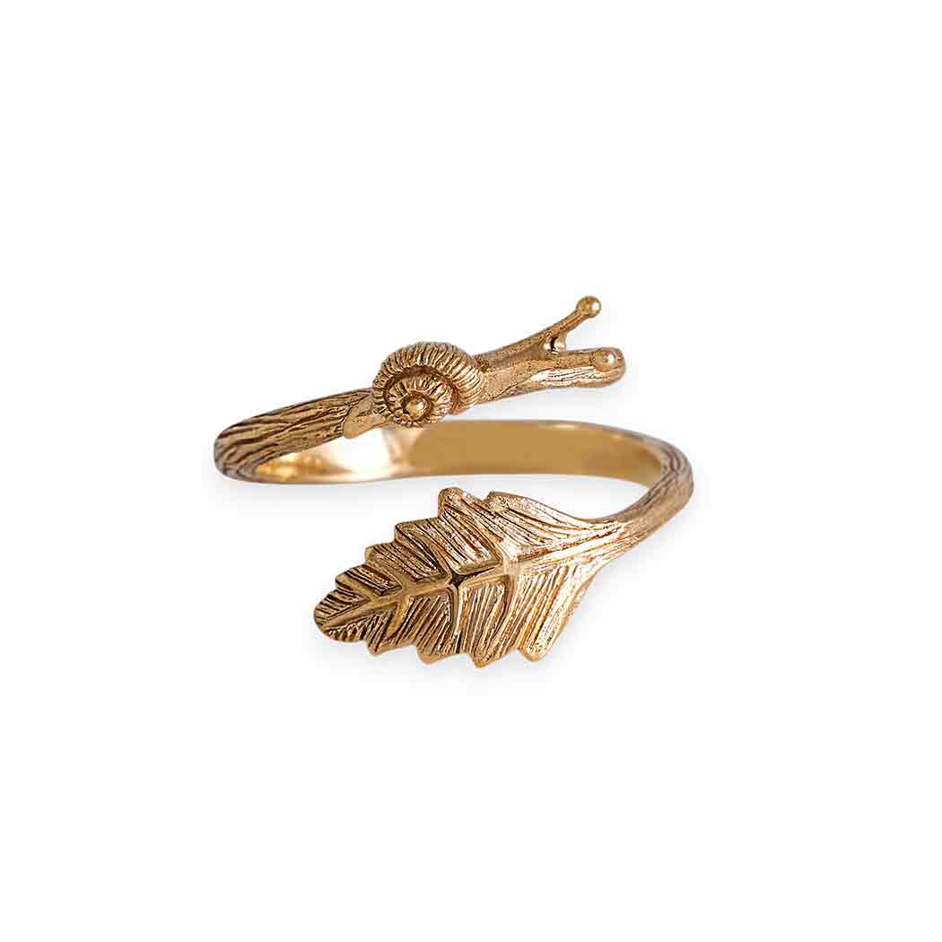 Anello regolabile con chiocciola e foglia