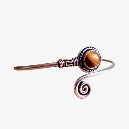 Bracciale in argento e occhio di tigre | Ottone | Regolabile | Fatto a mano