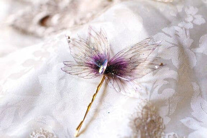 Accessorio fairycore ispirato alla natura con ali di ninfa color prugna