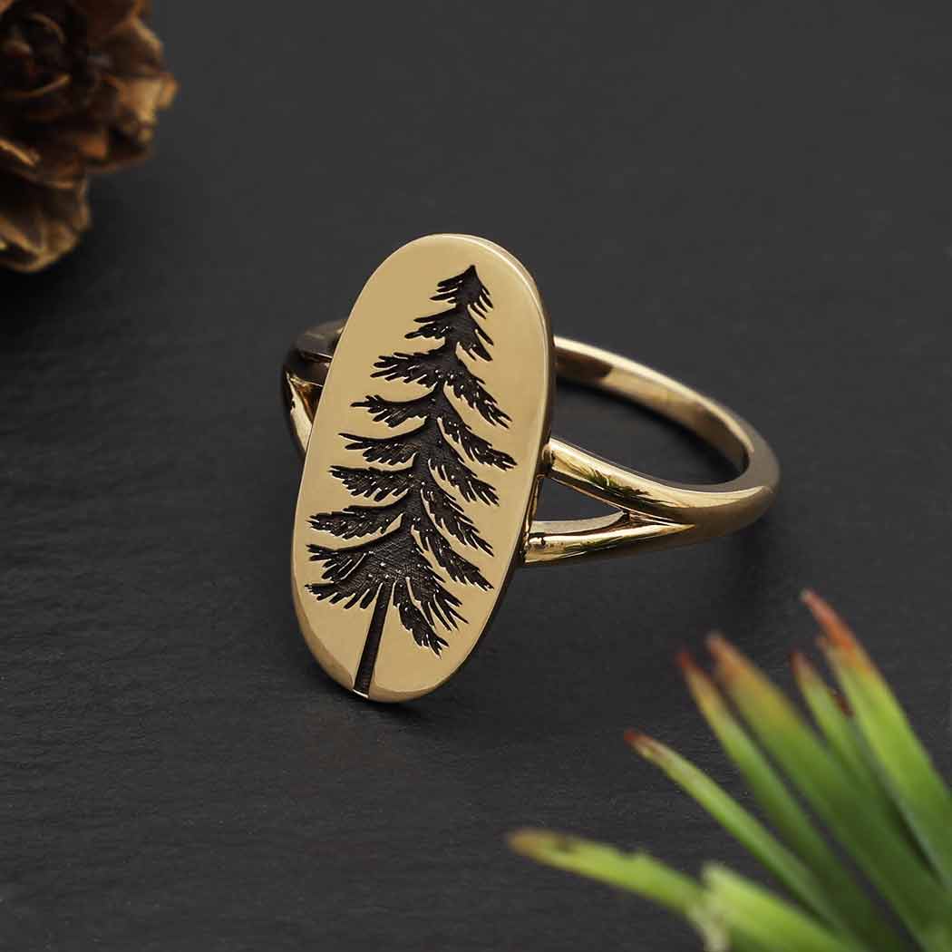 Anello Pino inciso in Bronzo