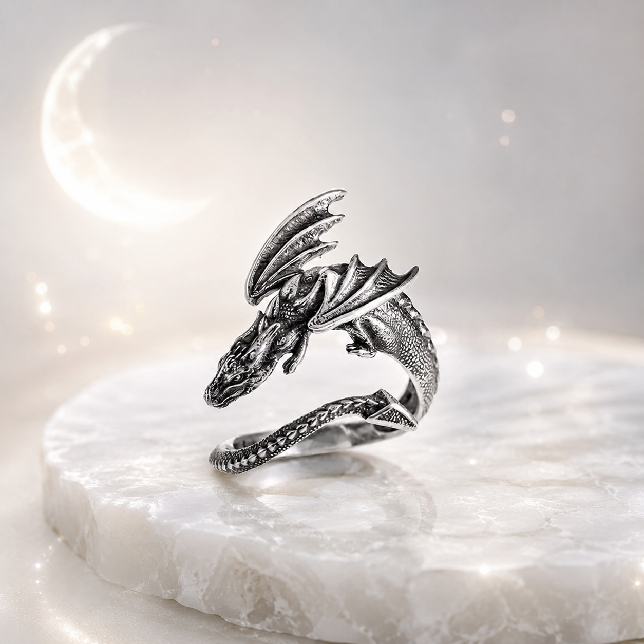 Anello Drago | Regolabile | Argento Sterling