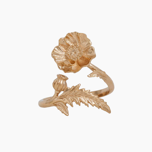 Anello Papavero Regolabile in Bronzo