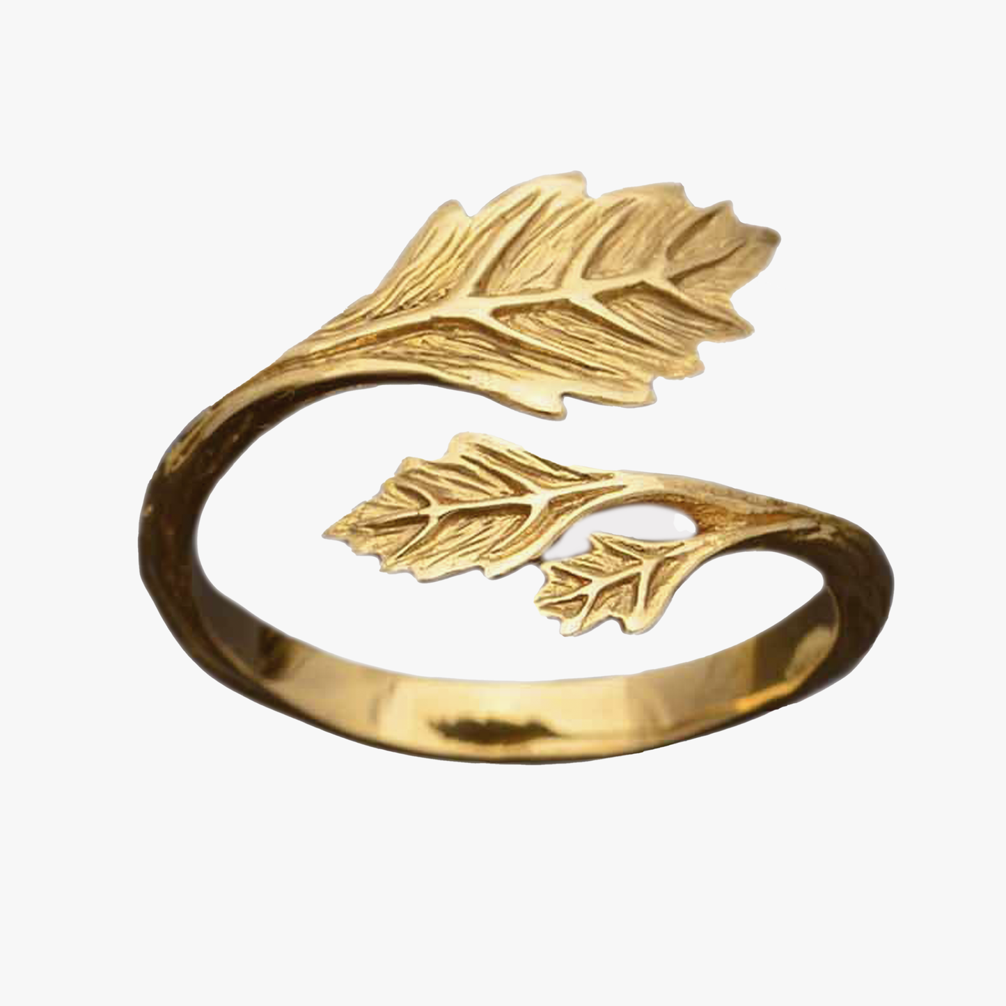 Anello foglie regolabile in bronzo