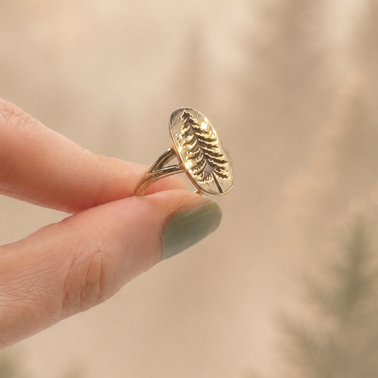 Anello Pino inciso in Bronzo