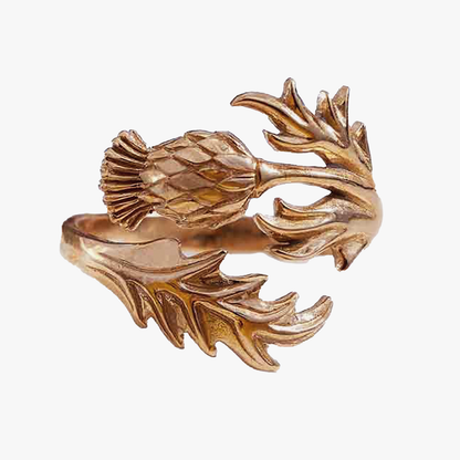 Anello regolabile a forma di cardo in bronzo