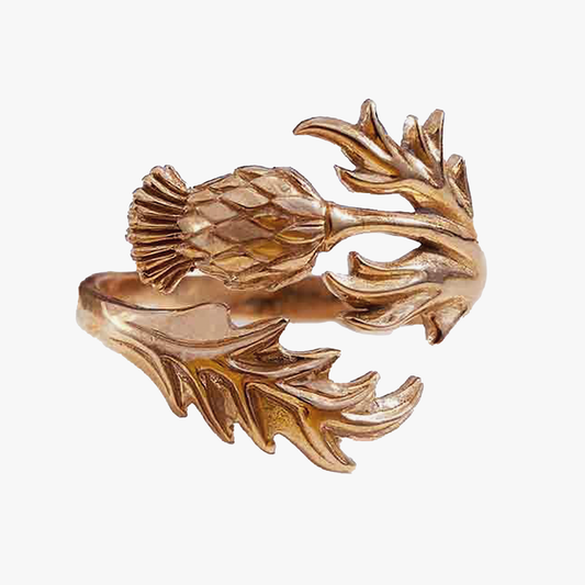 Anello regolabile a forma di cardo in bronzo