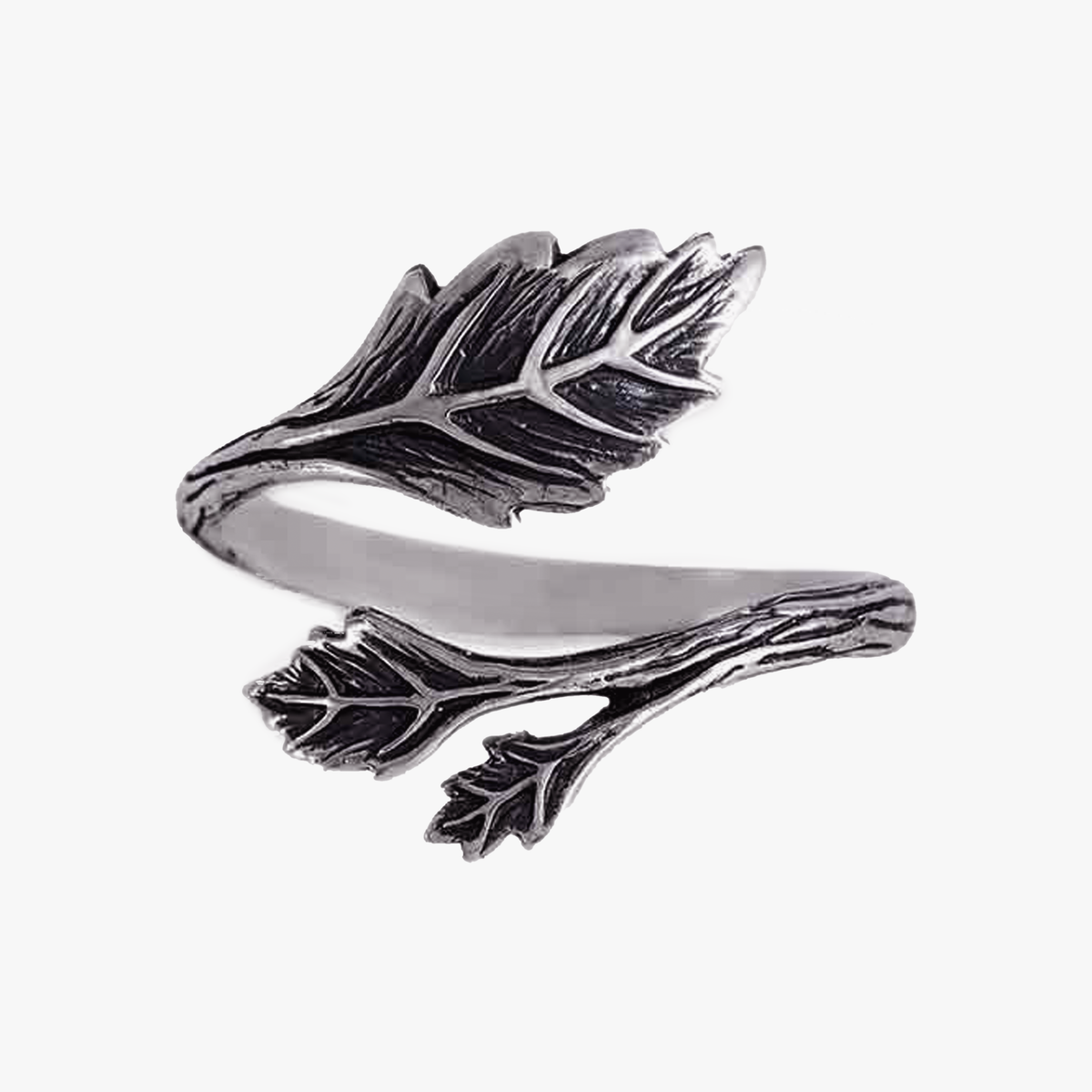 Anello regolabile con foglie in argento sterling 925