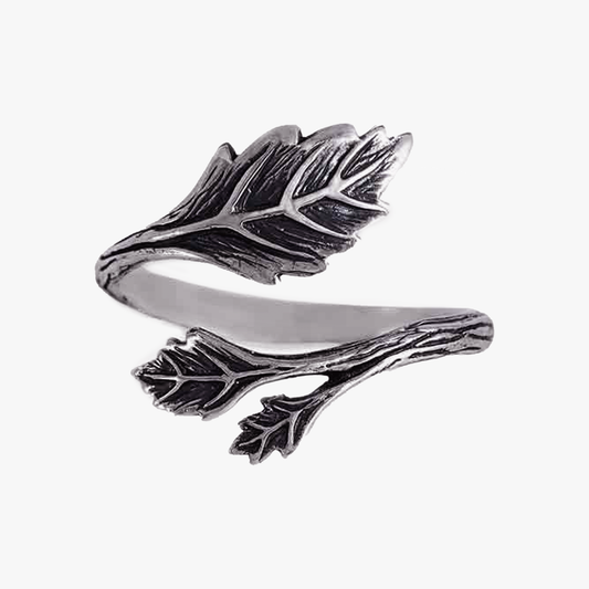 Anello regolabile con foglie in argento sterling 925