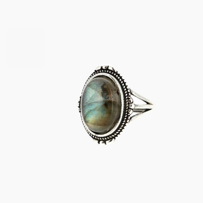 Anello regolabile con labradorite naturale