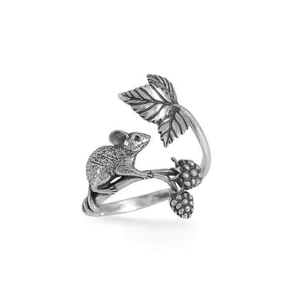 Anello Topolino con Mora in Argento Sterling e Regolabile