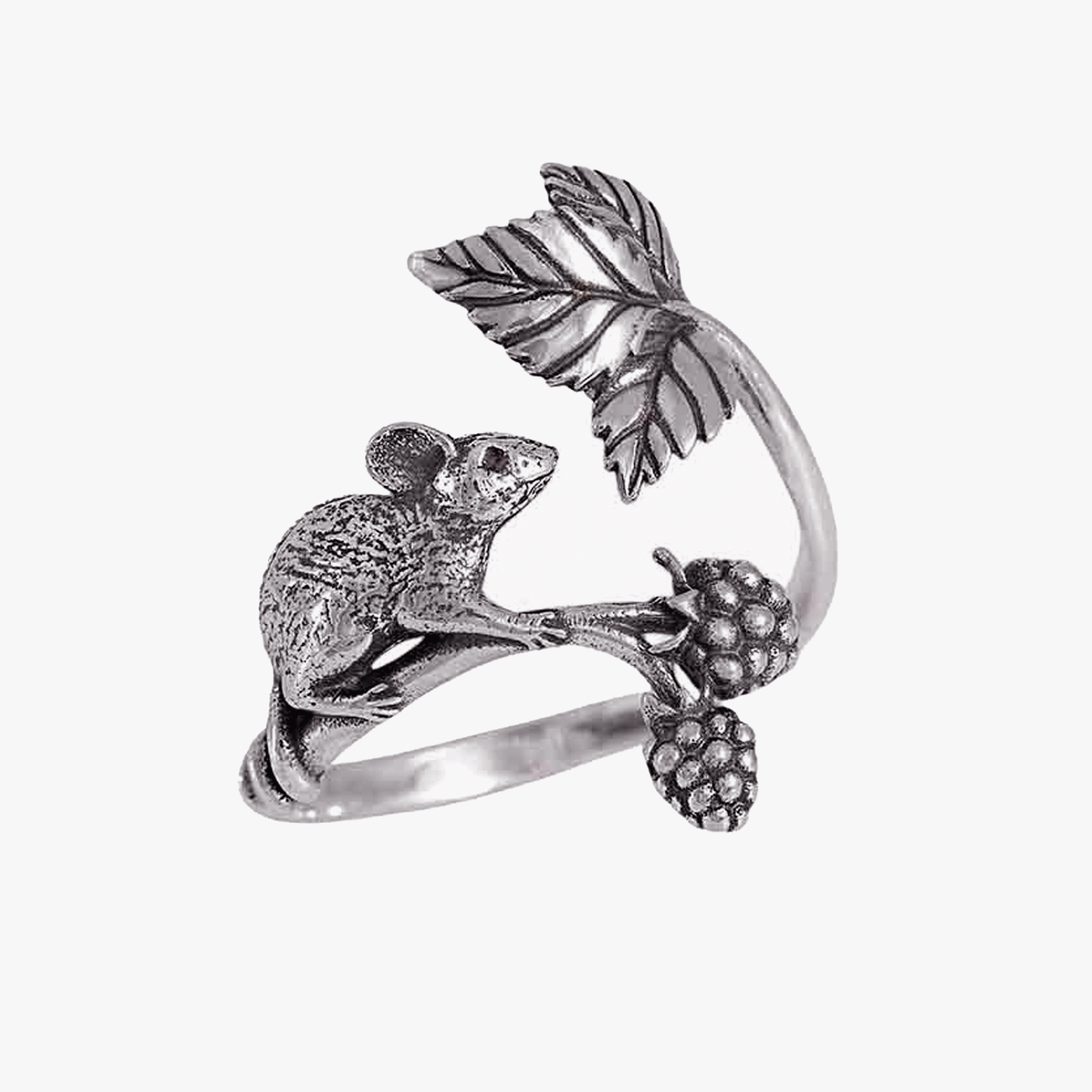 Anello Topolino con Mora in Argento Sterling e Regolabile
