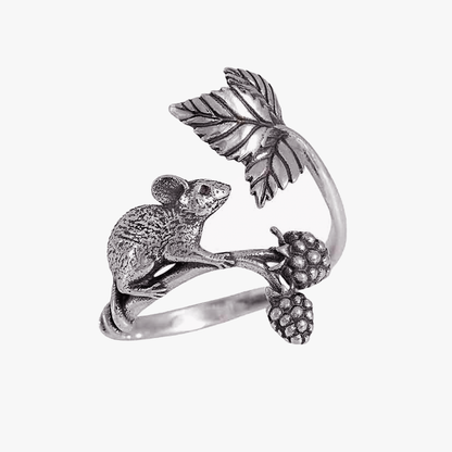 Anello Topolino con Mora in Argento Sterling e Regolabile