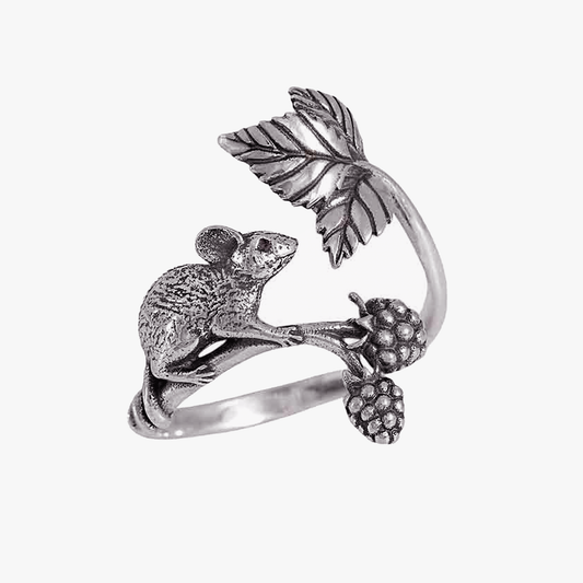Anello Topolino con Mora in Argento Sterling e Regolabile