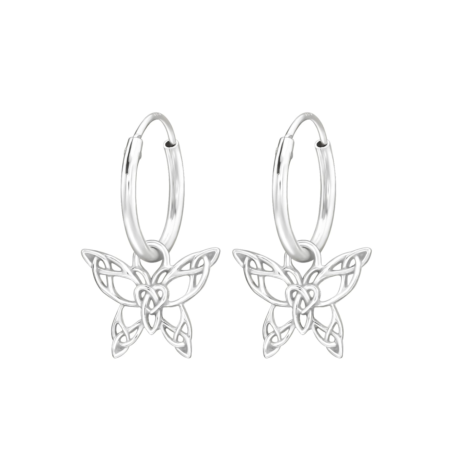 Faeknot| Orecchini a Cerchio con Farfalla in Argento 925